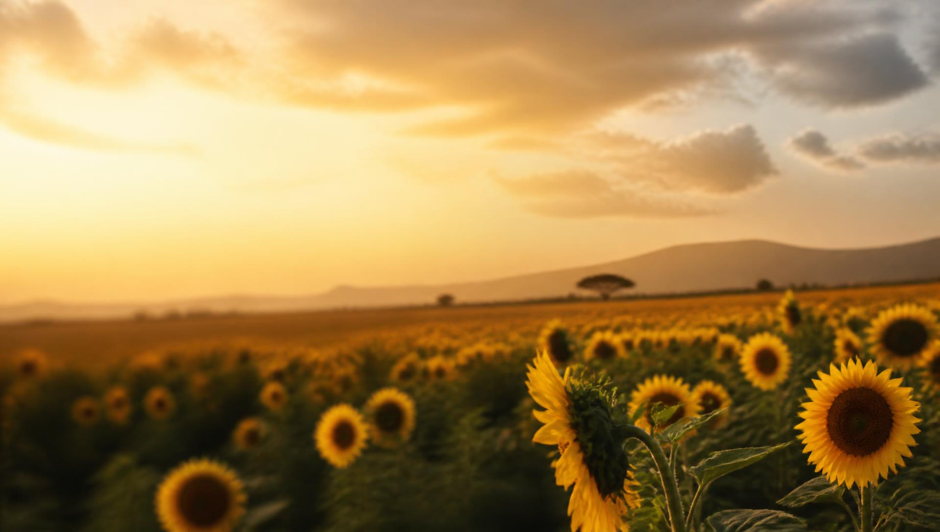 Sunflower field at golden hour